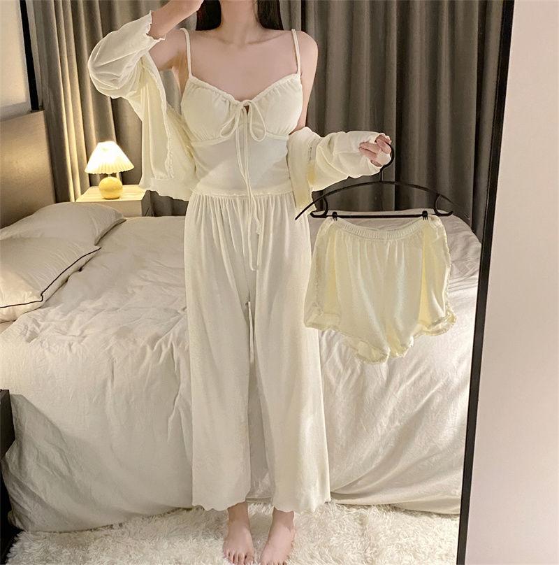 Пижамные комплекты женские элегантные однотонные модные простые весенние милые пижамы для отдыха нежные уютные женские корейские повседневные мягкие