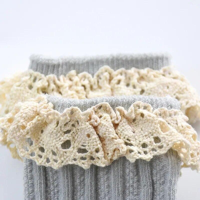 Носки для маленьких девочек, весенне-осенние полосатые кружевные детские длинные носки принцессы, повседневные спортивные носки для детей от 0 до 5 лет