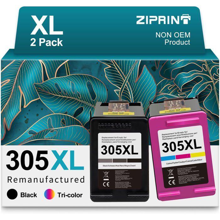 Cartouches d'encre 305XL - 100DRINE - Pack de 2 - Compatible HP - Imprimantes DeskJet et Envy - Multi-couleurs