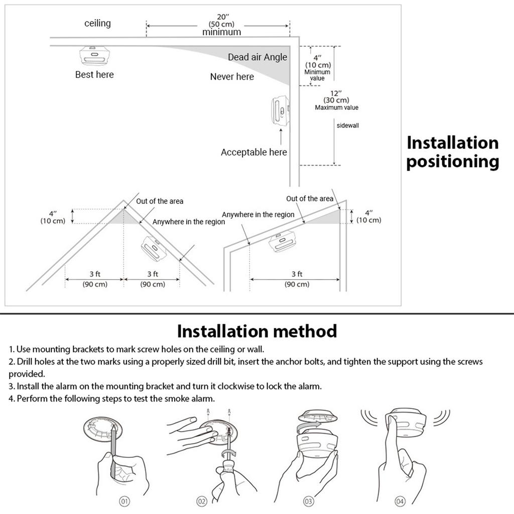 2.4G WiFi Smart Smoke Detector Sound Light Alarm Low Battery Warning Smoke Alarm Detector for Home Office Garage Hotel