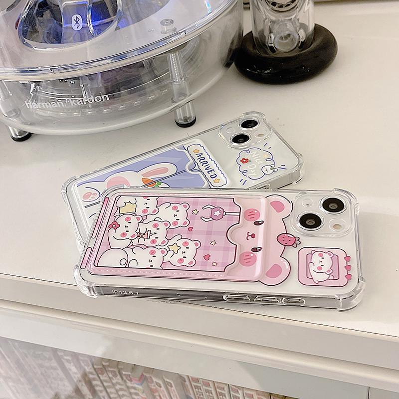Zhitai Cute Cartoon Card Holder Case for iPhone X/XS, 6/7/8, 14/15/16, Pro Versions.