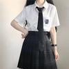 2024 Летний Колледж Стиль Японская Вышивка Белая Рубашка для Девочек – Короткий Рукав Юбка-карандаш