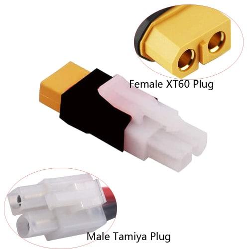 LINSYRC 2-Piece XT60 Male To Tamiya Female Connector Adapter and 2-Piece XT60 Female To Tamiya Male Connector Adapter for Nicd Nimh Dynamite Pack