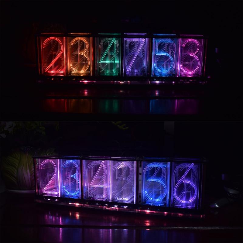 Nixie Tube Clock Acrylic RGB- Digital Clock Various Musical Beat Temperature/Data/Week Display Girlfriend Gift Present