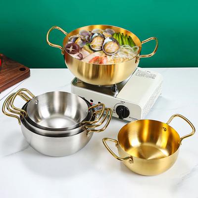 Горшок с лапшой рамэн, быстрый нагрев, две ручки, пищевая нержавеющая сталь, корейская лапша рамэн