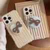 Striped Magnetic 16 Transparent IPhone 15 Promax Mobile Phone Case Suitable for 13 Bow Rotating Bracket 14 Soft 11