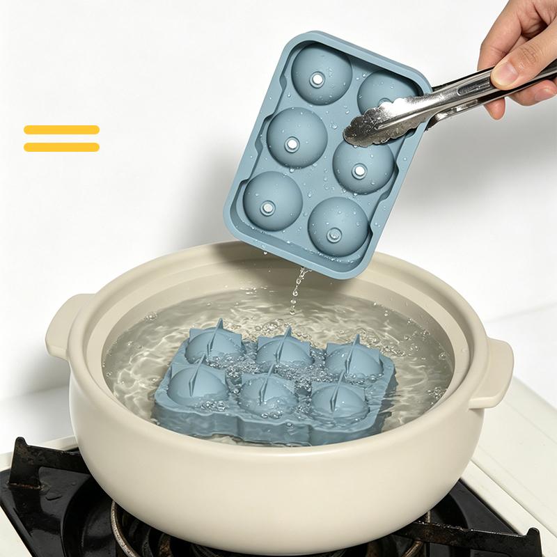 1 Large Silicone Ice Cube Trays - Easy-Release No Leakage Perfect for Whiskey Cocktails Juice and Parties 6