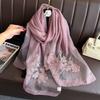 2025 Silk Women Scarf Warm Wool Shawls Lady Wraps Elegant Bufanda Floral Pashmina Embroidery Scarves Foulard  Hijab