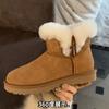 2024 Новые модные теплые женские зимние сапоги из коровьей замши, зимние толстые плюшевые ботильоны, женские сапоги на платформе