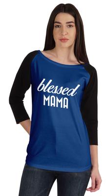 Футболка Blessed Mama, топы для мам, реглан, рукав четверть, графическая рубашка