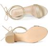 Allegra K Women's Sparkle Strap Lace-Up Block Heel Sandals, Gold, Size 24.0cm