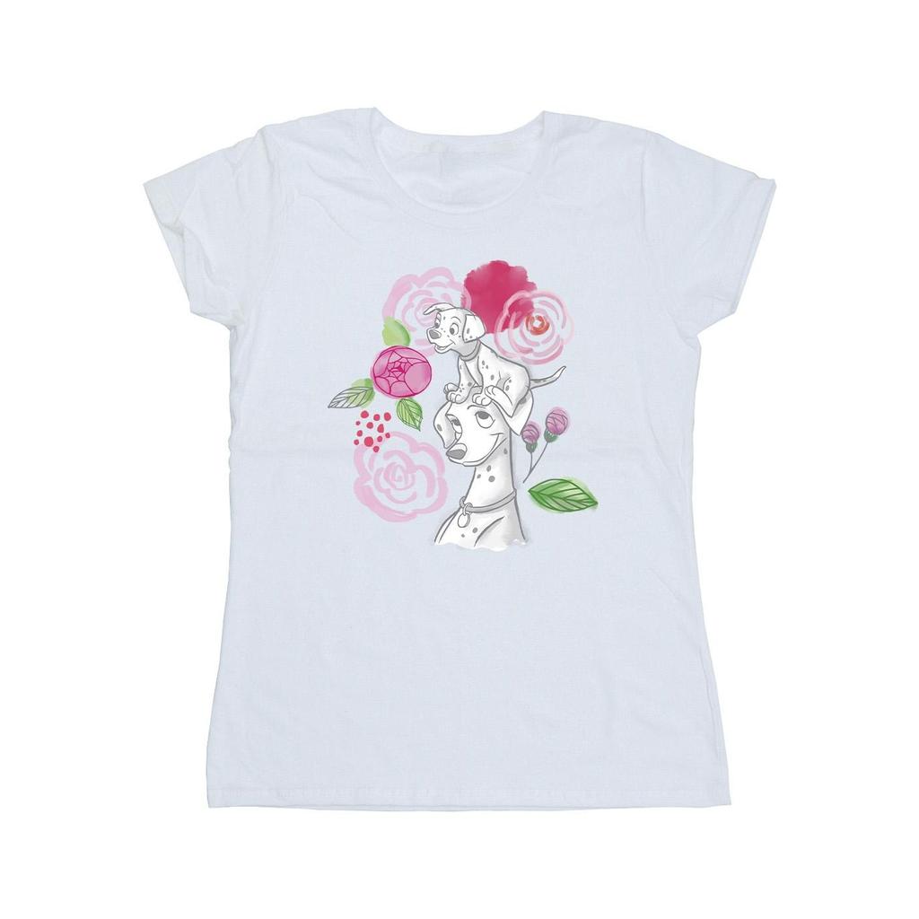 Disney Womens/Ladies 101 Dalmatians Flowers Cotton T-Shirt