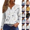 Women's T Shirt Tee Button Floral Print Long Sleeve Daily Weekend Fashion Basic V-Neck Regular Top