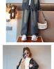 2025 Girls' Fleece-Lined Denim Two-Piece Set - Trendy Autumn/Winter Fashion for Middle and Big Kids