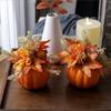 Thanksgiving Artificial Pumpkins Rustic Plastic Pumpkin Decorations with Leaves for Fall Party