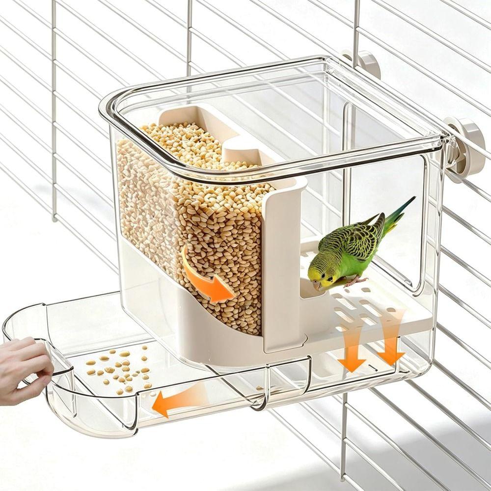Large Capacity Automatic Bird Feeder Transparent Hanging Cage Feeder Small Pet Hanging Cage Indoor