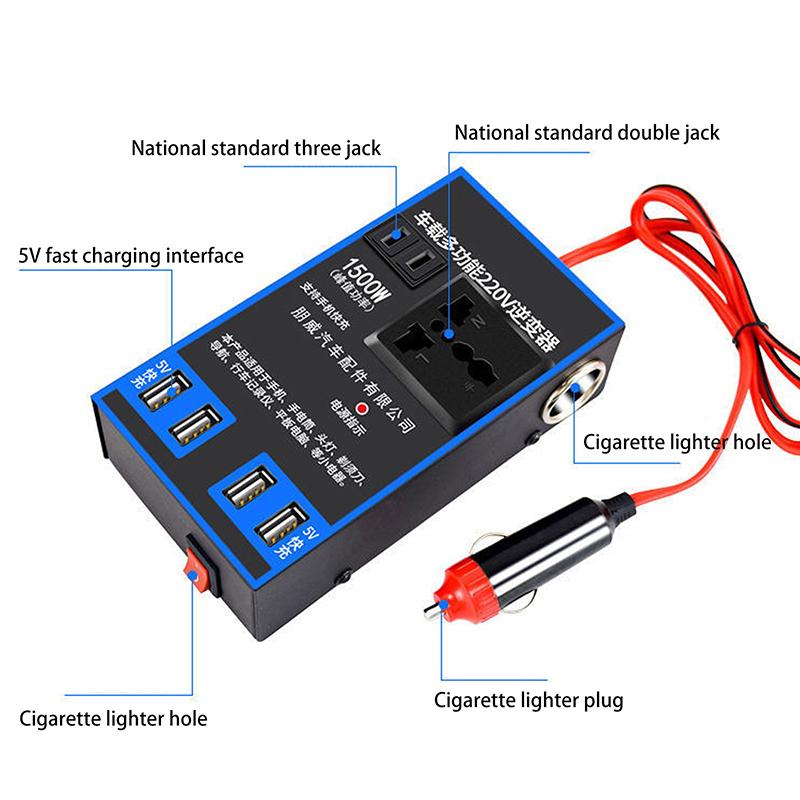 1500W Car Power Inverter 12V 24V To 220V Car Mobile Phone USB Charging Truck Home Socket Auto Charger Converter Adapter