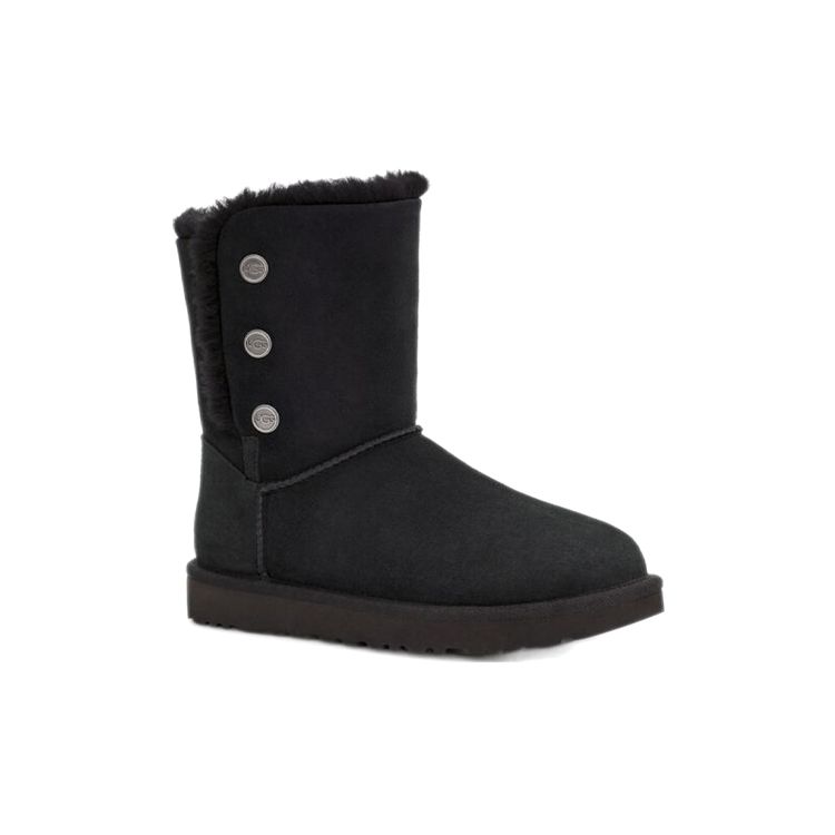 UGG Bailey Snaps Warm Durable Shock Absorbing Non-Slip Simple Comfortable Plush Mid-Calf Snow Boots Women Boots Black 1127151-BLK