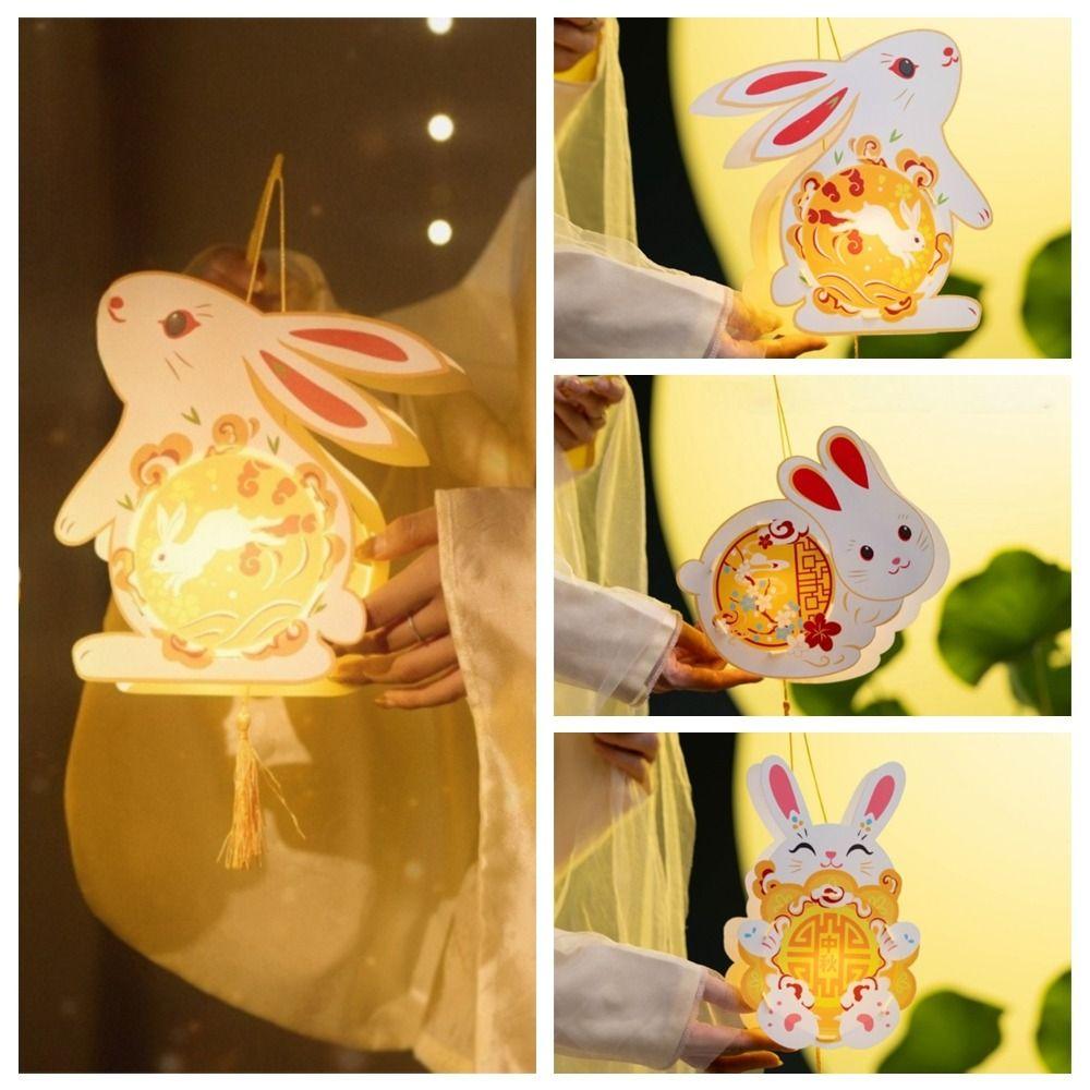 Handmade Handheld Rabbit Lantern Cartoon Traditional Craft Lantern  Mid-Autumn Festival