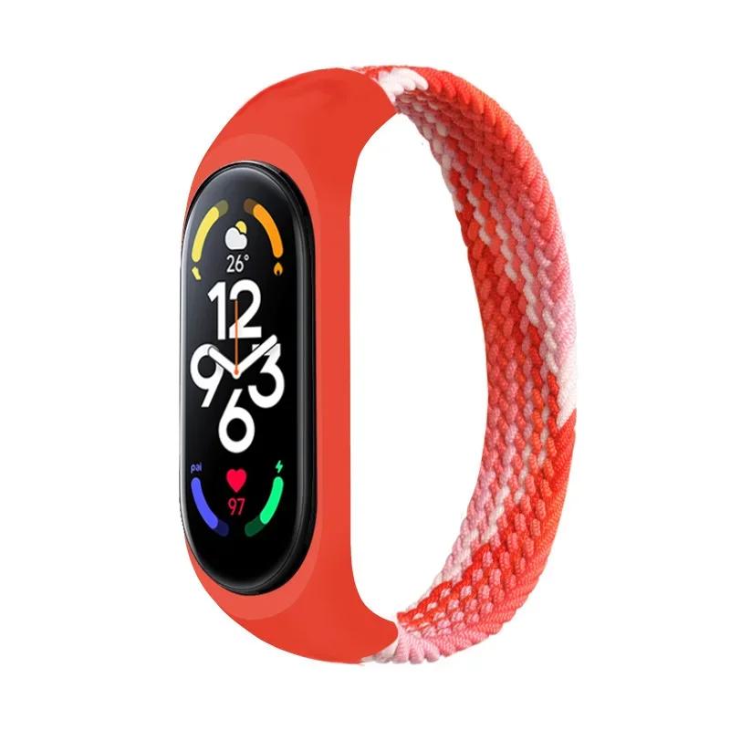 Браслет для Xiaomi Mi band 6 7 Ремешок Нейлоновый плетеный solo loop pulseira браслет Miband5 Ремешок на запястье ремешок Mi band 5 4 3 6 correa