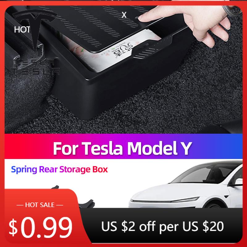 Car Sticker For Tesla Model Y Rear Storage Box Rear Middle Storage Box Garbage Can Storage Wholesale Car Accessories Modificatio