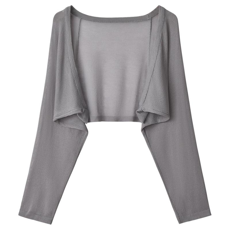 Женский трикотажный кардиган с длинными рукавами, топы с высокой талией, солнцезащитная шаль