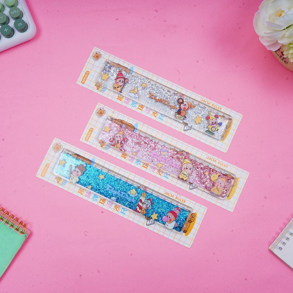 Super Mario Glitter Ruler - Cute 20cm Student Stationery