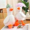 Creative Plush Duck Soft Toys DIY Hairstyle Pull It Neck Duck Doll Toy Doll Pillow Decor Christmas Birthday Gift for Girl Friend