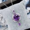 Sace Gems S925 стерлингового серебра 13 мм натуральный аметист кулон ожерелья для женщин помолвка коктейльная вечеринка ювелирные изделия