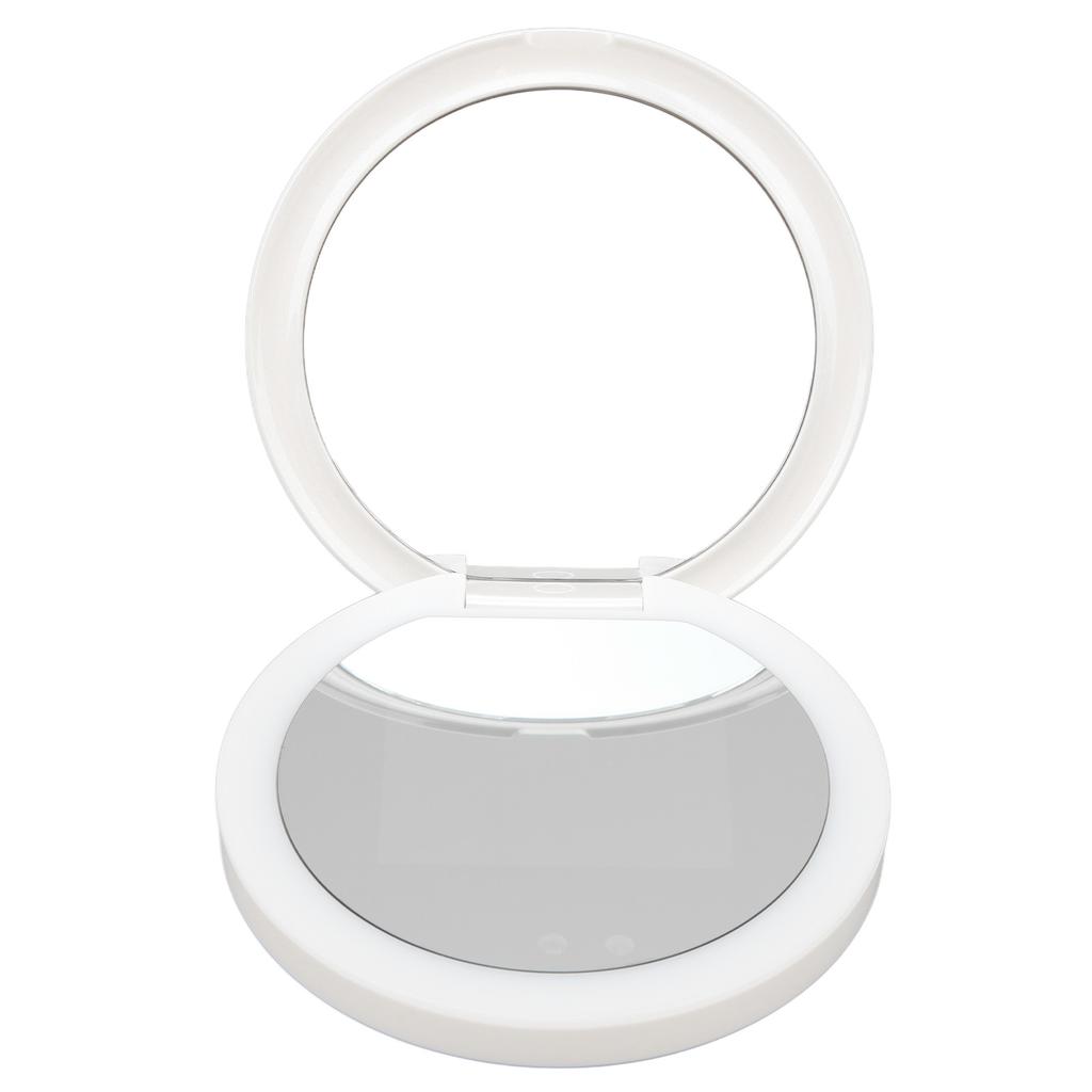 Travel Compact Mirror with UV Camera Sun Testing Double Side Adjustable Light Makeup Mirror for Pocket Purse Handbag