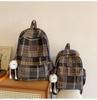 Schoolbag Plaid School Bag Female Korean Edition High School Student Junior High School Student Backpack Versatile Small Backpack Campus 