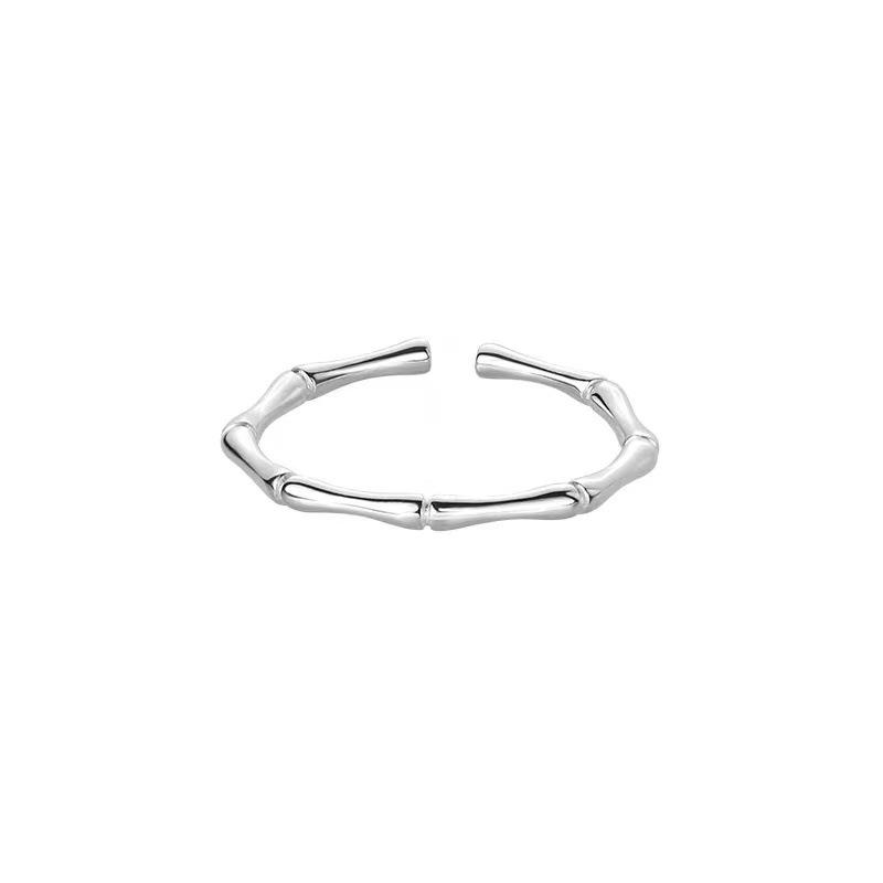 Elegant 925 Silver Plated Bamboo Design Open Tail Ring for Women