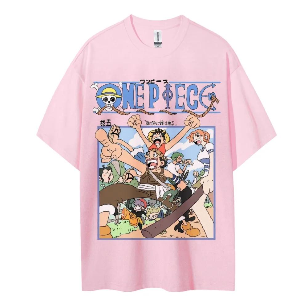Аниме One Piece Производные Луффи Усопп Печать Мужская и Женская Летняя Мода Дышащая Уличная Футболка с Коротким Рукавом