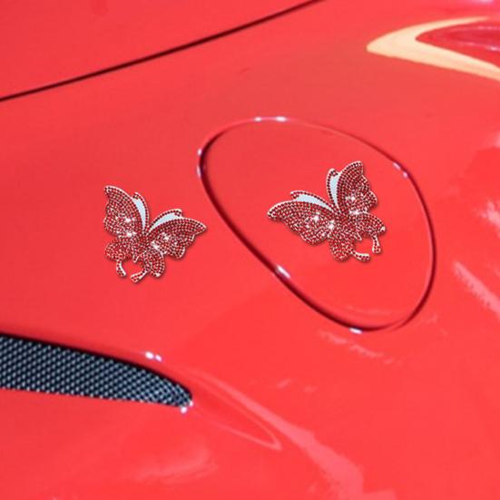 4Pcs Butterfly Car Stickers Sparkling Rhinestone Self-adhesive Easy To Apply Car Stickers for Unique Car Interior Decoration