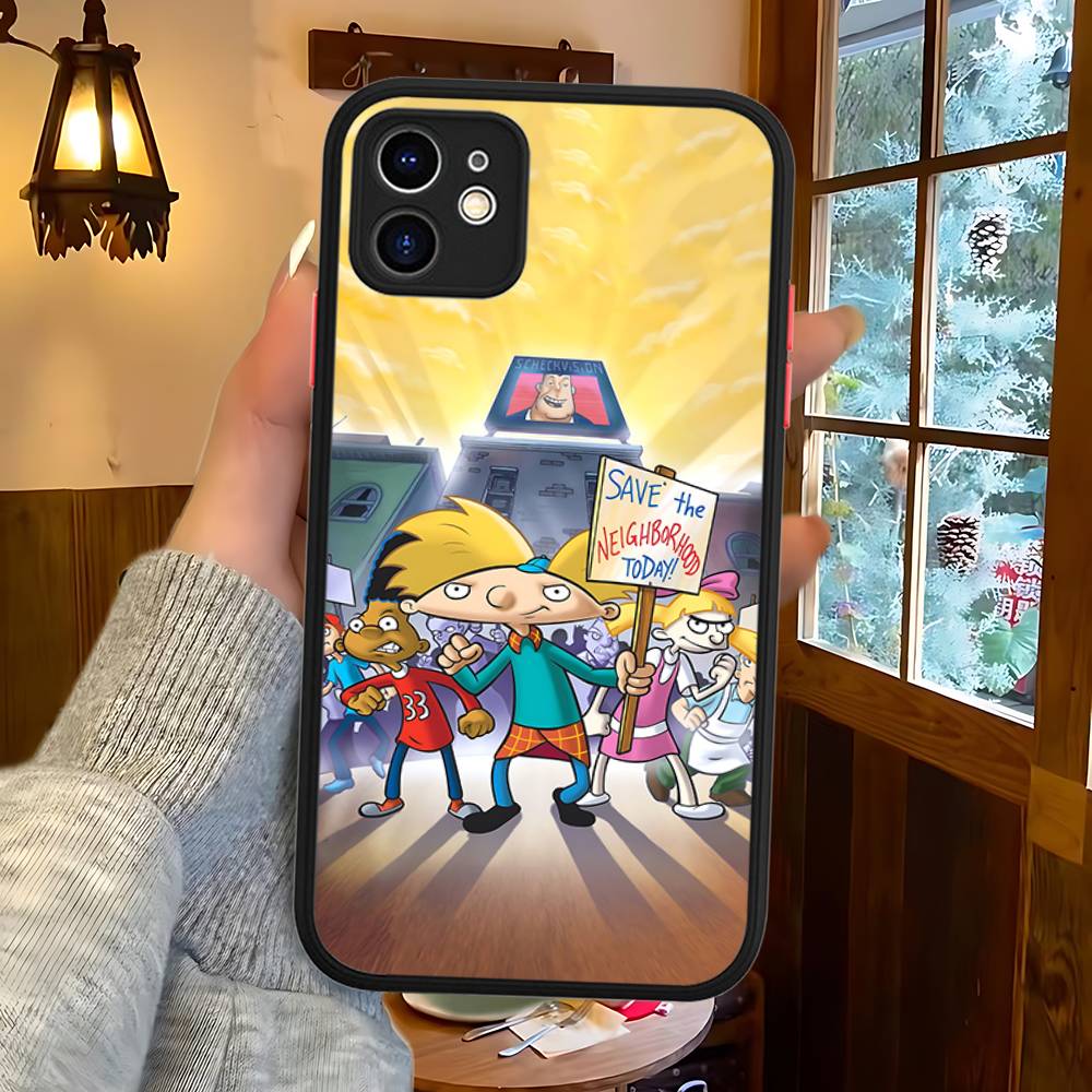 Hey A_Arnolds Cartoon For IPhone 15 16 Pro Max 11 12 13 14 XS XR X Plus 16E Matte Translucent Phone Cover