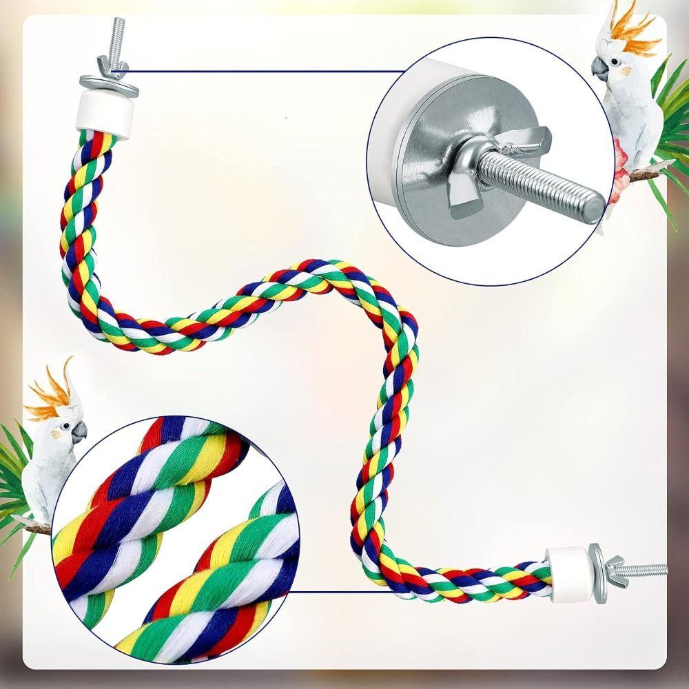 Colorful Parrot Rope Toy 40/80//105/200cm Parrot Stand Chewing Station Bird Perch for Cage  Parrot