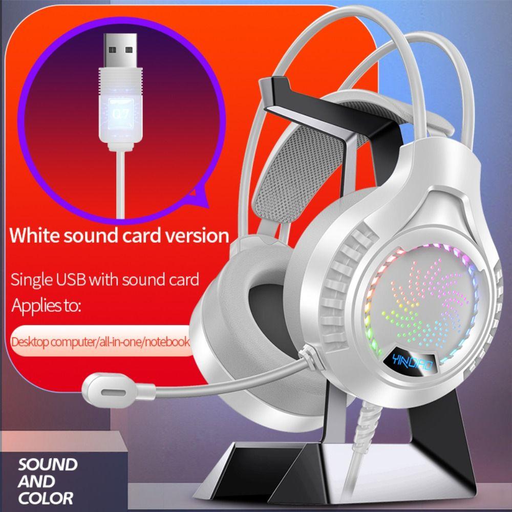 Складные компьютерные проводные наушники с RGB-подсветкой для компьютера/ПК/геймера/мобильного телефона/ноутбука