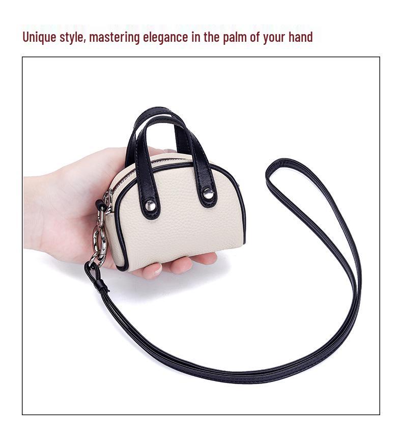 Мини-кошелек из натуральной кожи на шнурке - Женская сумочка для хранения помады в стиле боулинг