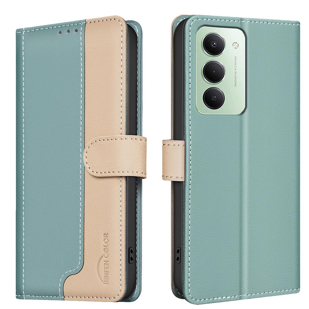 For Xiaomi Redmi 15 5G (Global) (169mm) Leather Case BINFEN COLOR Splicing Color RFID Blocking Wallet Stand Phone Cover