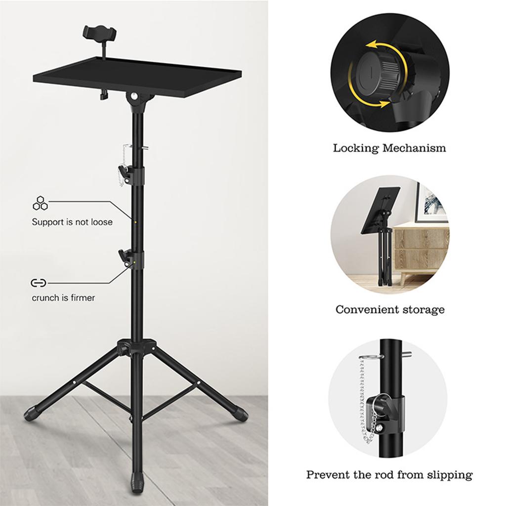 Projector Stand Floor Tripod Foldable Telescopic Portable Tray Bedside Notebook Stand