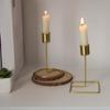 European Metal Crafts Candle Stand with Round Base Golden Taper Candle Holder Candlestick for Home Centerpieces Decors