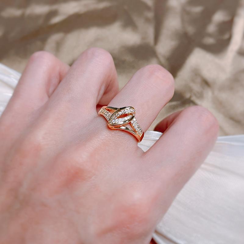 Kinel Rose Gold Color Ring For Women Cubic Zirconia Crystal Flower Bridal Wedding Rings