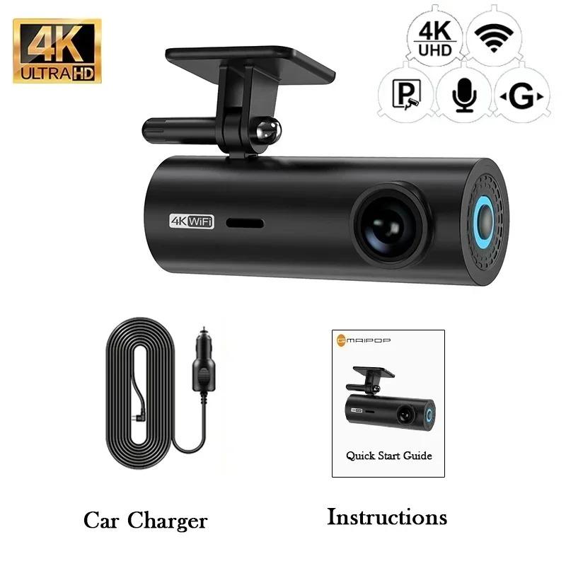 4K WIFI Mini Dash Cam Car Dvr Передний и задний видеорегистратор с ночным видением 24H Парковочная камера Монитор Черный ящик Автомобильные аксессуары
