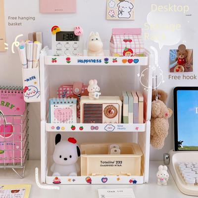 Настольная двухуровневая стойка для хранения Tengyi Youpin с перфорированной панелью в стиле MUJI и держателем для ручек.