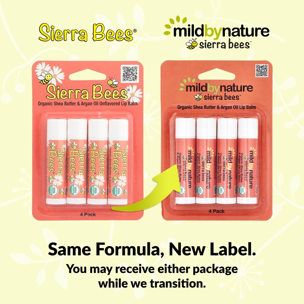 Mild By Nature Sierra Bees™, Органический бальзам для губ, Масло ши и аргановое масло, 4 шт., 4,25 г (0,15 унции) Каждый