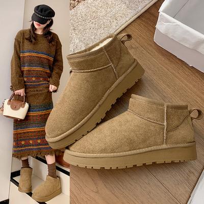 Большие размеры плоские зимние сапоги женские зимние новые бархатные теплые хлопковые туфли универсальные повседневные уличные сапоги