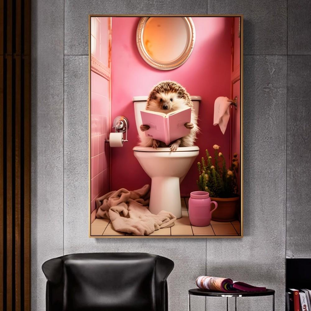 Шимпанзе, кошка, собака, жираф, животное, идущее в туалет. Плакат для домашнего интерьера, украшения. Высококачественная бумага. Плакат для настенного исследования. Домашняя гостиная.