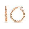 Real 925 Sterling Silver Rose Gold-Plated Chain Links Hoop Earrings for Women Teen