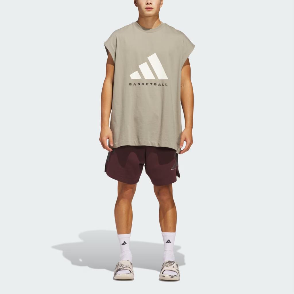 adidas Баскетбольное лого Свободная майка без рукавов Дышащая Унисекс Топы Телесно-бежевый JD6135