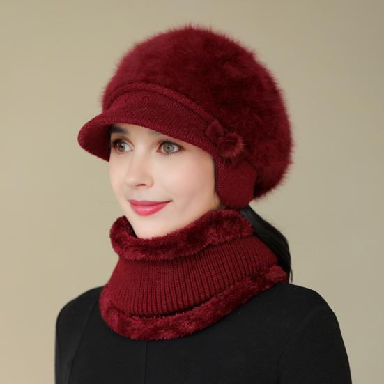 3 шт./комплект для женщин среднего возраста, зимняя шапка, шарф, перчатки, комплект, толстая вязаная защита ушей